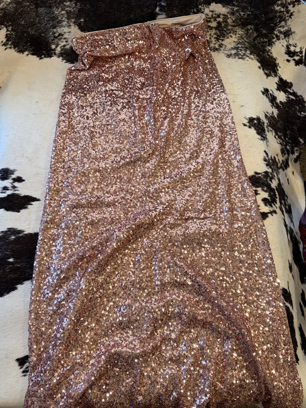 Sequin Maxi Skirt Badgley Mischka Rose Gold Beautiful for weddings